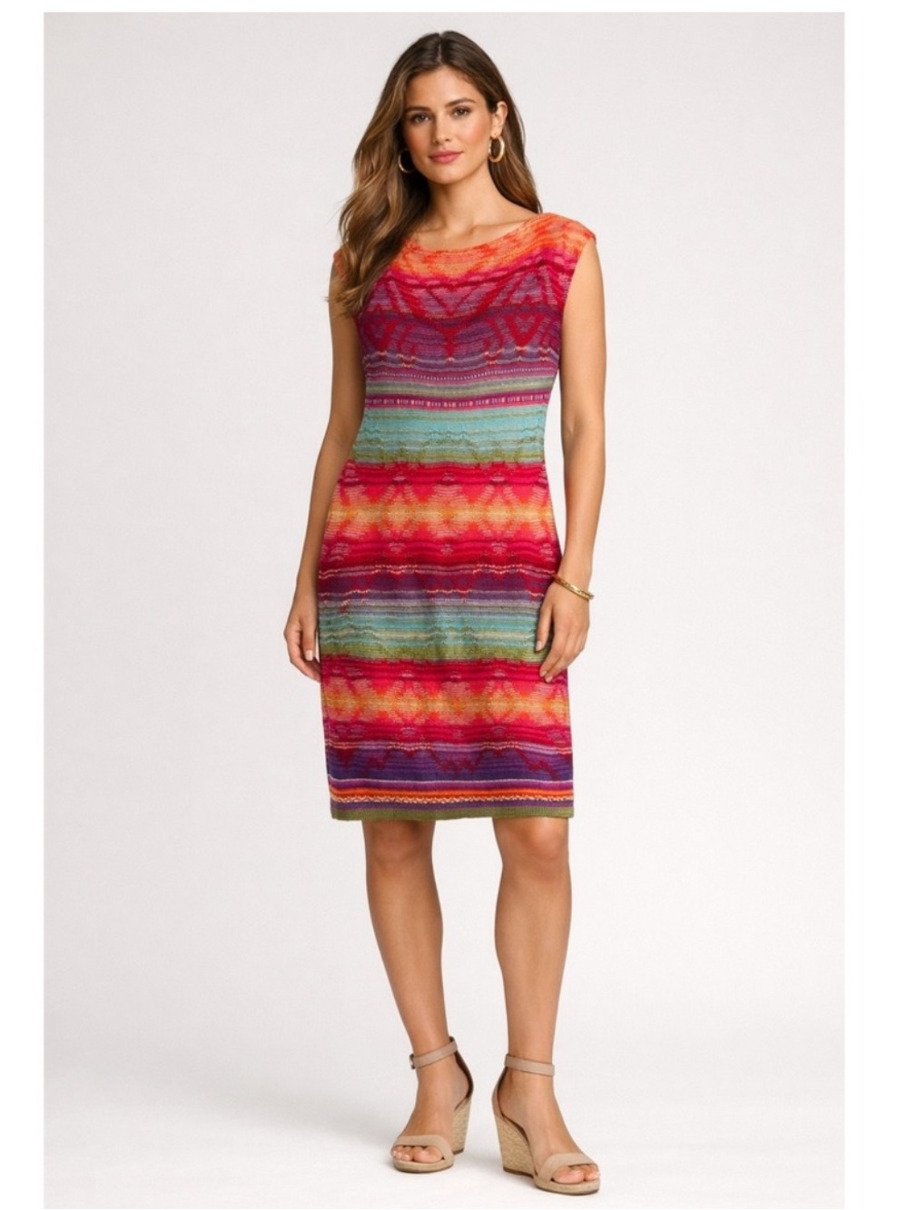 Ralph Lauren KnittedCrochet Multicolor Striped Midi Dress
